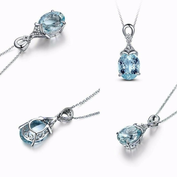 Aquamarine and Crystal Pendant - Picture 2 of 4